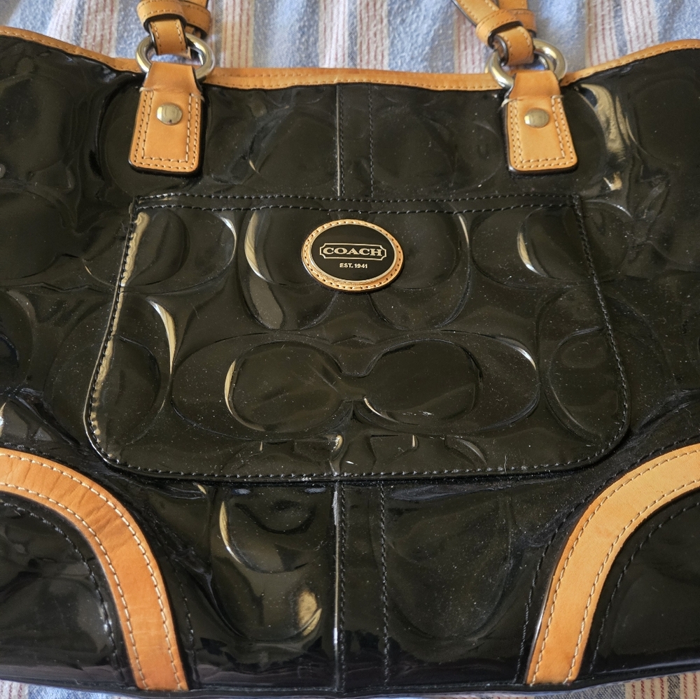 Coach Black and Tan Peyton Women's Bag